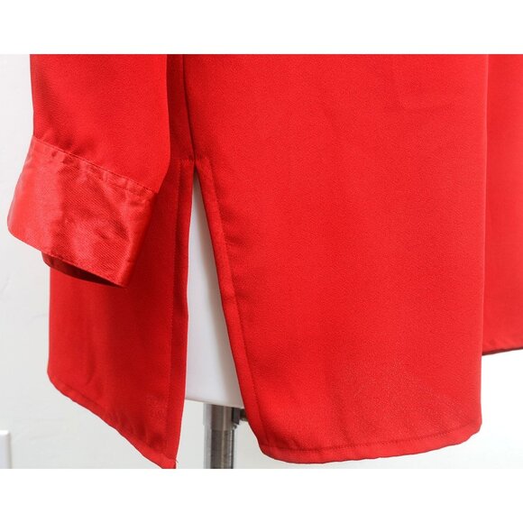 Worthington PLUS Size 18W Red Satin Trim Button Down Tunic Blouse Holiday Form - Picture 4 of 8